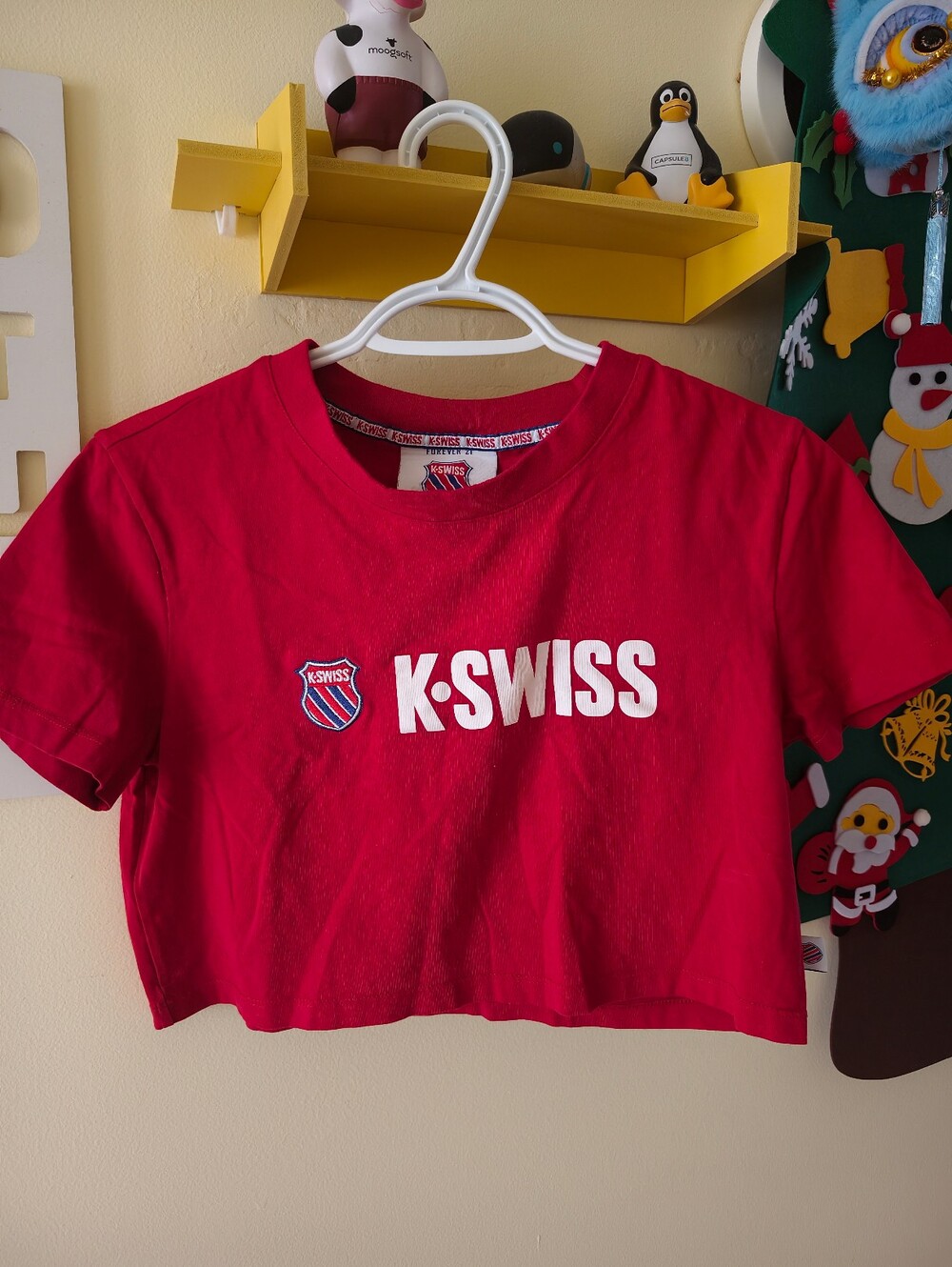 K-Swiss Red Logo Crop Tee